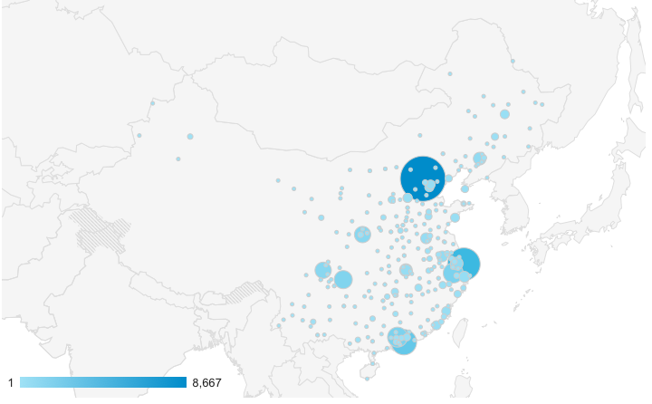 中国大陆用户分布
